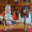 Borough Mayor John Ritchie with Coun Janet Jefferson.