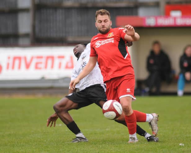 Andy Norfolk set up both Bridlington Town goals in their 4-2 loss at Liversedge on Saturday. PHOTO BY DOM TAYLOR
