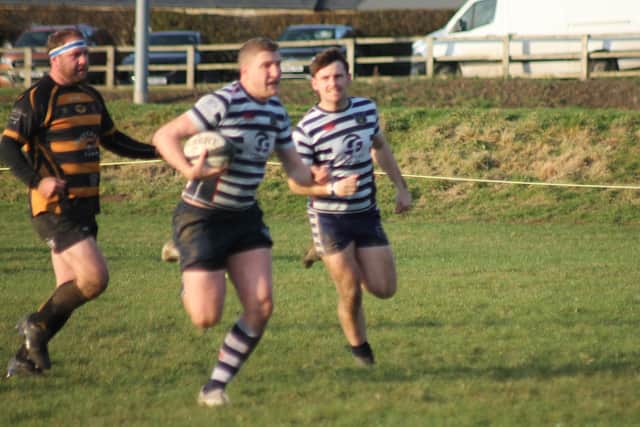 Christian Pollock races over for Pocklington's second try. PHOTO BY PHIL GILBANK