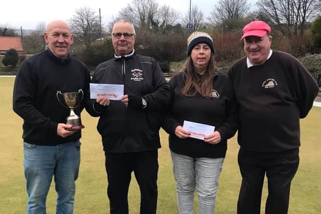 From left, Barry FitzPatrick Doubles winners Andy Webb and Stuart Thompson, and runners-up Sue Emmerson and Kenny Wale.