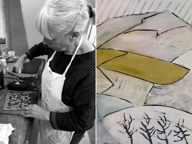 Originally from York, Sally is a painter and printmaker trained at the Royal College of Art, who returned to settle on the North York Moors. She has taught in a variety of colleges and schools, and worked as a designer and manufacturer for Liberty's of London. Her work is greatly influenced by her environment reflecting the landscape around her. Literature is also an important source of ideas, especially that of the last century.