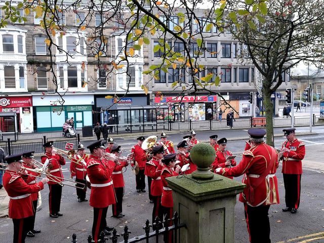 The band playing outside Alma Square, Scarborough