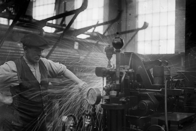 Locomotive manufacture at the London and North Eastern Railway works in January 1931 at Doncaster station.