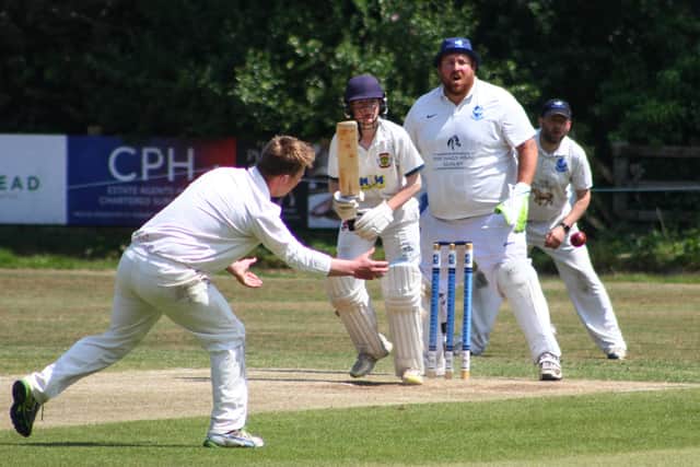 Scalby look to claim a Flixton 2nds wicket in the league clash.