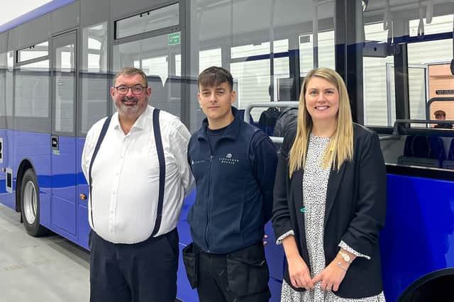 Robert Noon (centre) with Operations Director Euan Cameron (left) and Head of HR Kate Salt (right).