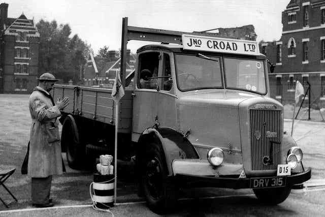 Mr Scott on his precision driving test. We believe this to be the former parade ground of Victoria Barracks now Pembroke  Park, Old Portsmouth.
Picture: Courtesy of Lorraine Stewart
