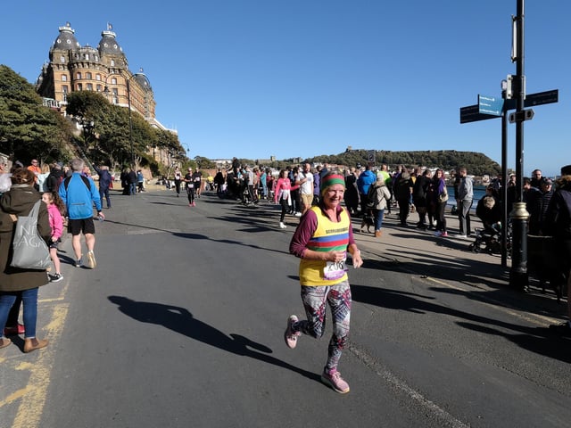 Scarborough AC's Avril Metcalfe completes the McCain Yorkshire Coast 10k