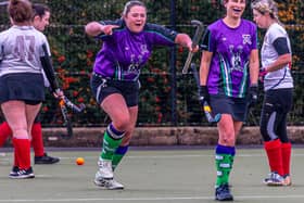 Katie Hodgson celebrates during Danby Ladies 4-0 home win on Saturday. PHOTOS BY BRIAN MURFIELD