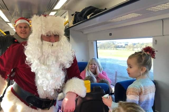 Santa came to visit a Northern train going from Hull to Scarborough.