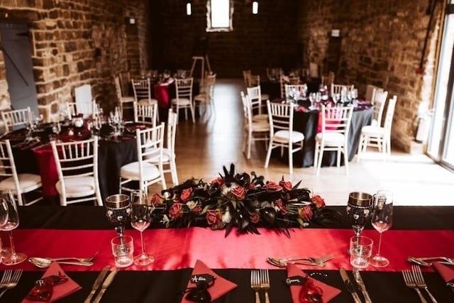 Table placings at the Goth-themed wedding at Danby Castle, near Whitby.