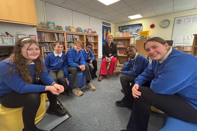 During her tour of the site, on Wooler Street, Scarborough, Ms Hume spoke with the school’s Year 6 Wellbeing Ambassadors