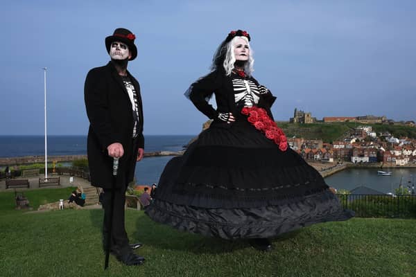 Whitby Goths . Steve and Kelly on West Cliff pic Richard Ponter