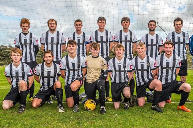 Sleights FC line up before a game in 2016
