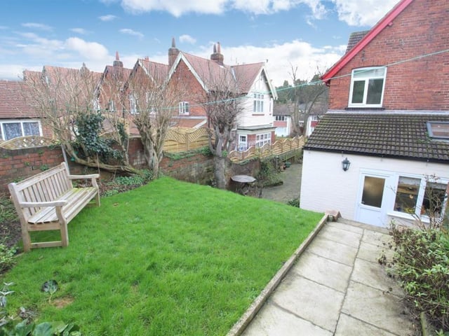 Looking down over the side and rear of the property.