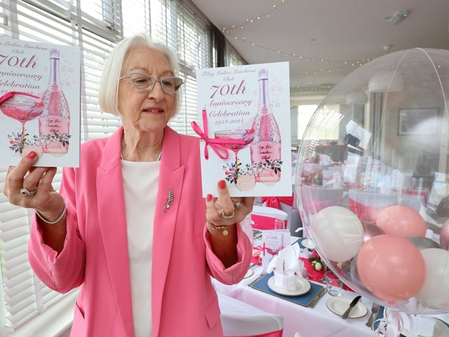 President Elizabeth Gilmour with the anniversary cards