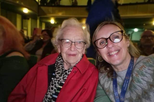 Gladys and Keelie ahead of meeting Lee Child.