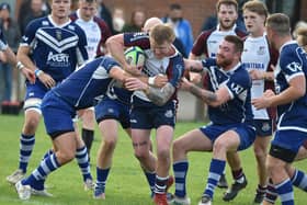 Joel Little in action as Scarborough RUFC saw off Pontefract RUFC        Photos by Paul Tait