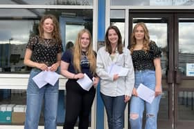 A-level students Hannah Walsh, Sophie Holden, Grace Fuller and Isobel Price.