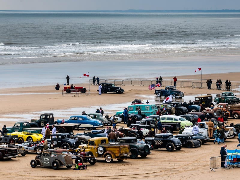 This years The Race the Waves Vintage Beach Race festival held on Bridlingon's south beach with over one hundred competitors taking part in the event from the early years of coastal motor racing to post-war American hot-rodders and drag racing culture. Picture By Yorkshire Post Photographer,  James Hardisty. Date: 22nd April 2023.