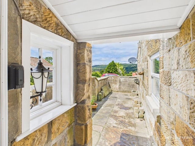 Looking out from the cottage to the scenery beyond.