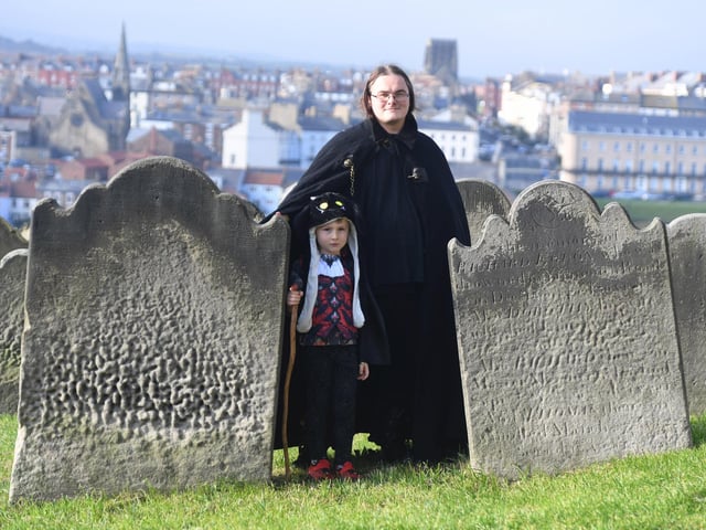 Alyx and Matthew Clifford-Smith in St Mary's graveyard.