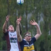 Will Rennard in action for Scarborough RUFC at Old Crossleyans.