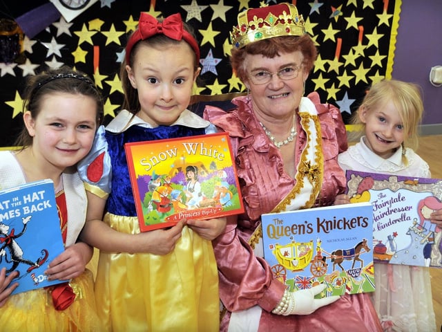 World Book Day at Barrowcliff School, 2013, from left: Milly Jennings, Sienna Cunningham, Eileen Livingstone and Alanah Hampton.