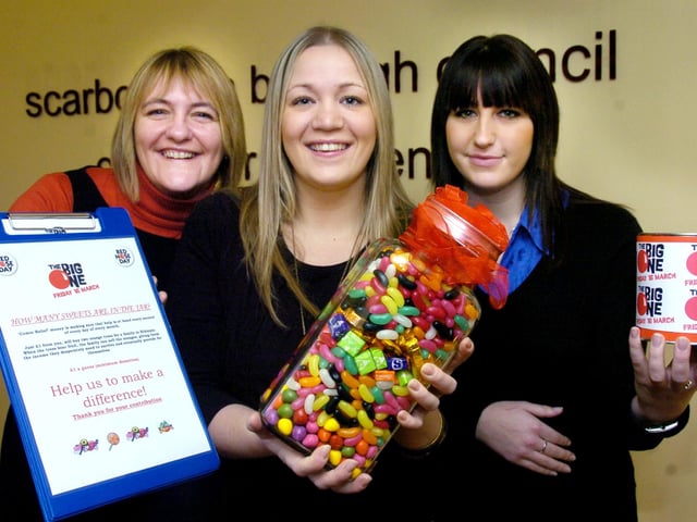 SBC are all set for Red Nose Day. Pictured left to right are Customer First Manager Janet Deacon, Customer First Advisor and organiser Joy Addis and fellow Customer Advisor Francesca Jackson.