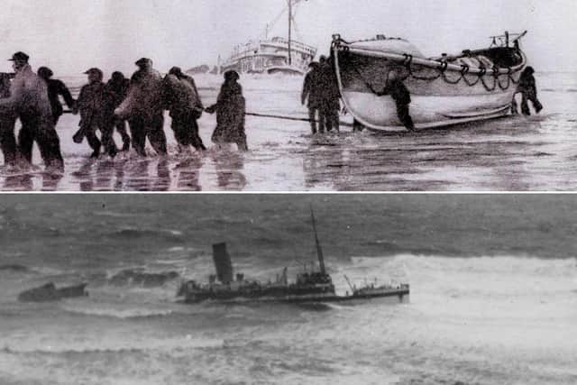 Whitby RNLI posted these two poignant images of the 1914 incident. Image credit: Whitby RNLI.