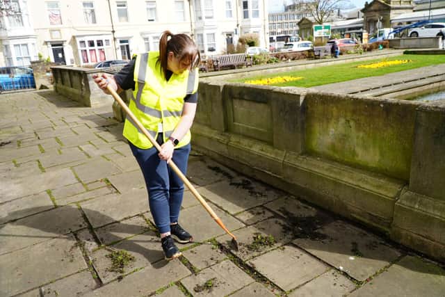 Footpaths are cleared by volunteers as part of a clean up aimed at improving areas of Scarborough.
