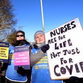 Nurses on the picket line outside Scarborough Hospital.
picture: Richard Ponter