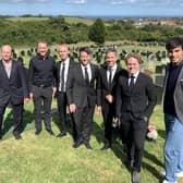 From left: Michael Faulhaber (Germany), Tristan Harder (Germany), Gustav Bertelsen (Denmark), Silvan Meier (Switzerland), Matthias Meier-Jaggi (Switzerland), Andreas Thal-Jantzen (Denmark), Nicola Martinelli (Italy) travelled to Scarborough to be at the funeral of John Pearce.