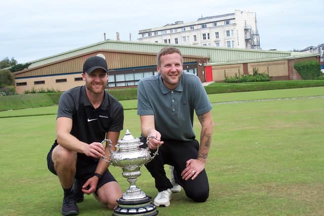 Runner-up Jonny Wilcox and winner James Wilcox with the Gambart Baines Cup.