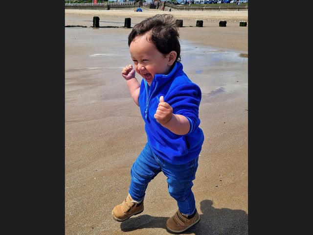 Playing in the sand.
