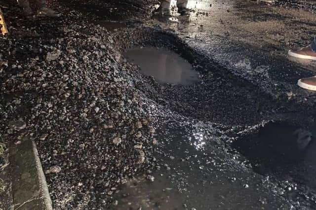 The pothole on Scarborough road quickly filled with rain, meaning it was hidden from many drivers until it was too late.
