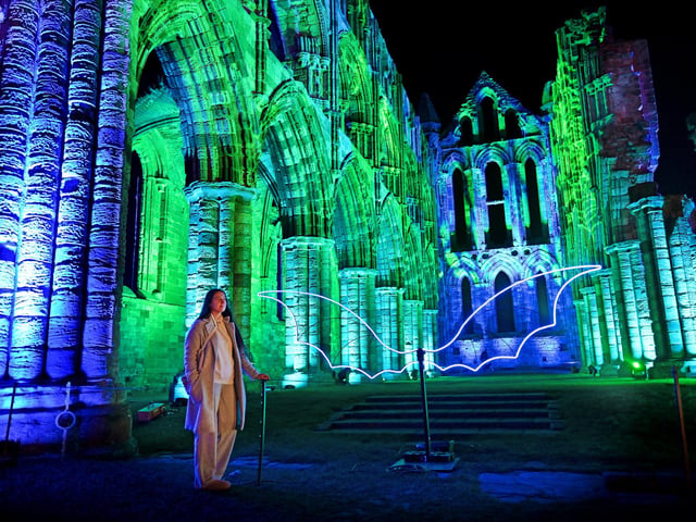 Whitby Abbey Illuminated, looking colourful and vibrant.