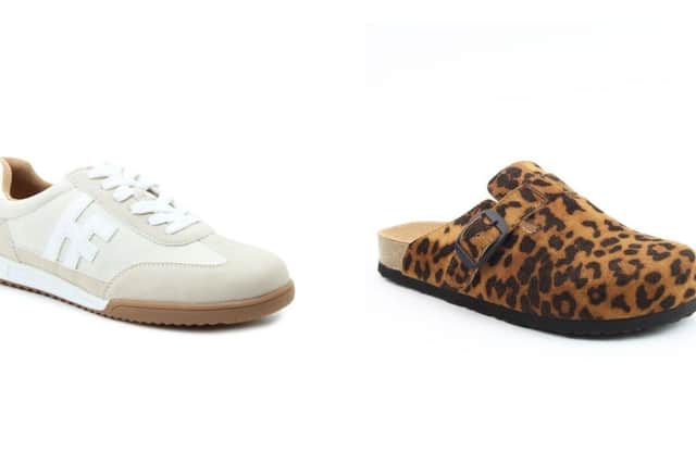 The Bevan water-resistant trainer and the Alessia cool clogs.