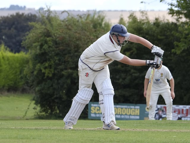 Seamer batter Archie Graham gets on the front foot