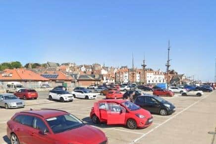 Car park on site of proposed Whitby Maritime Hub.