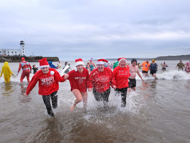 Braving the chilly water