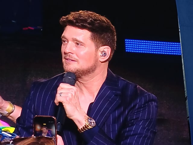 Michael Buble on stage in Scarborough. photo: Emma Atkins