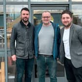 Pictured outside the new office at Newchase Court, from left to right, are Joe Walker (CPH Estate Agents), Neil Murray, and Chris Marson (Marson & Co).