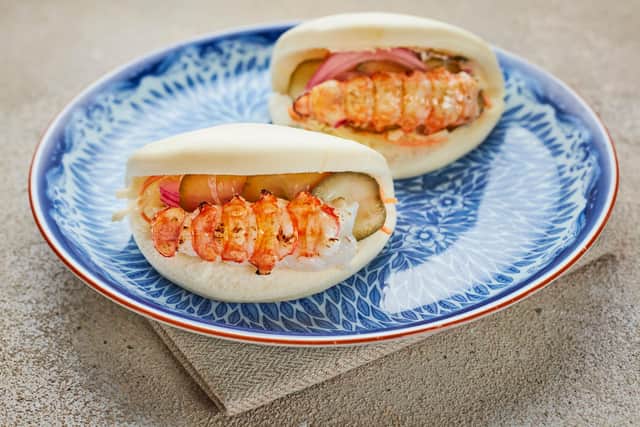 Langoustine bao bun with coleslaw, seaweed mayonnaise and pickles. Image: Jodi Hinds