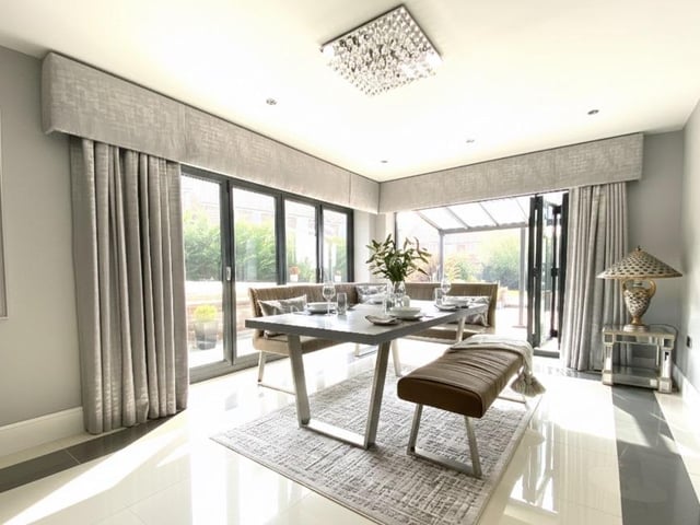 Bright and spacious dining, with bi-fold doors to outside.