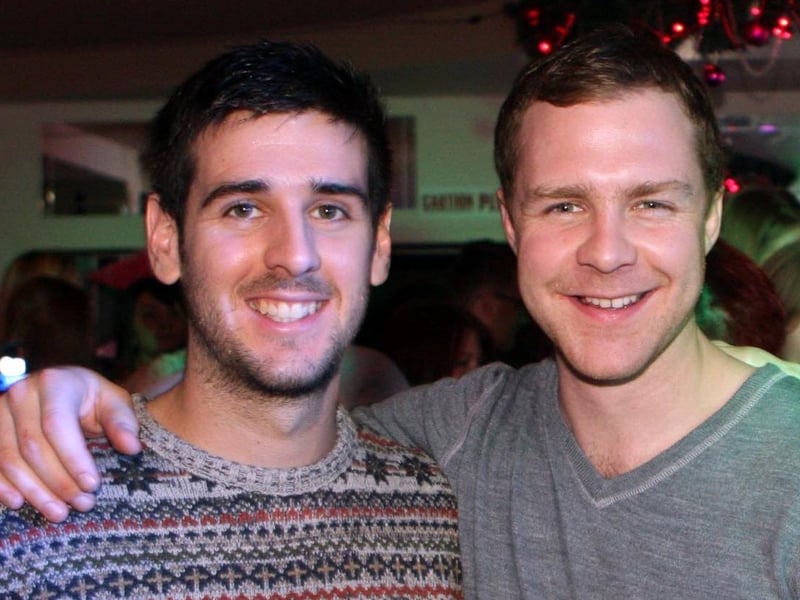 Pals Martin and Tom enjoying a night out in Soba