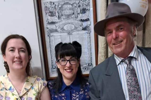 Claire (left) Rebecca (singer at the murder mystery night - centre )and Roger (right).