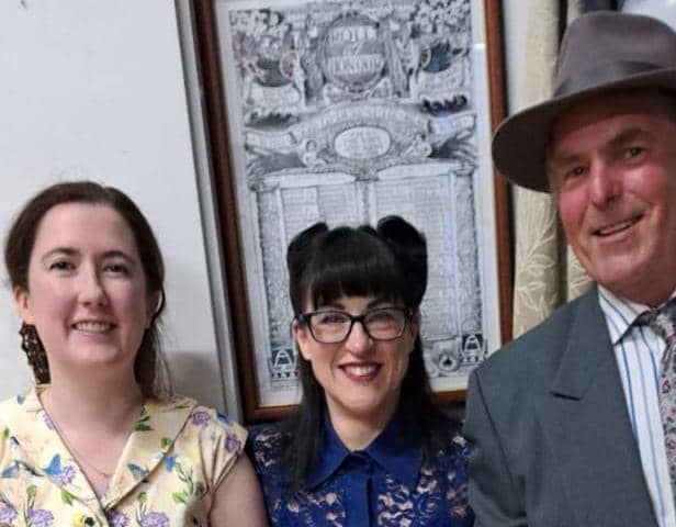 Claire (left) Rebecca (singer at the murder mystery night - centre )and Roger (right).