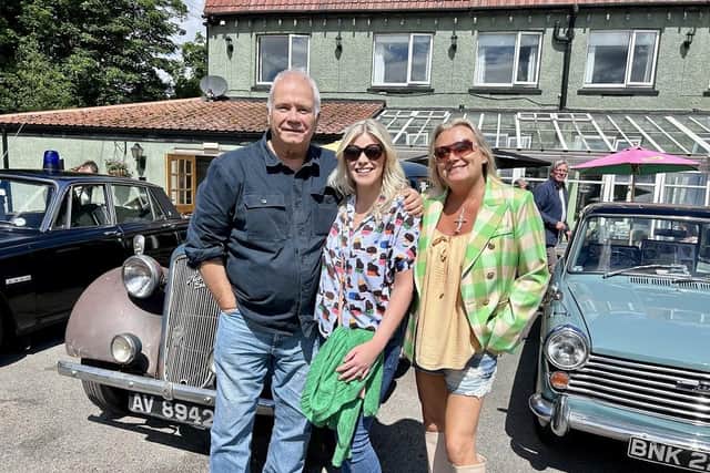 David Lonsdale, Vanessa Hehir and Tricia Penrose at the rally. (Pic credit: Heartbeat Vehicle Rally)