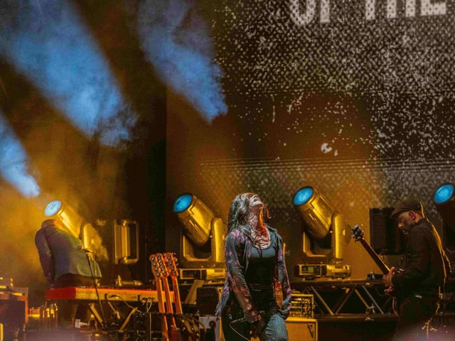 Alanis captured performing with intense emotion and passion.
