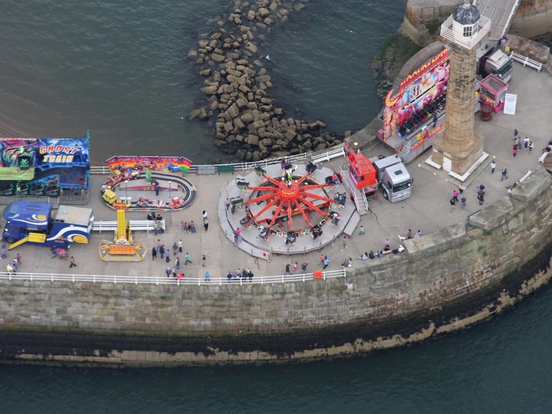 View from the helicopter flight of the funfair in Whitby.
w093505e